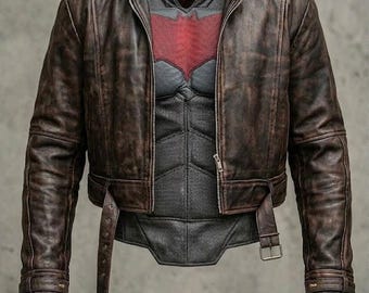 Men's Handmade Red Hood Leather Cosplay Jacket - Josan Tood Leather Jackets