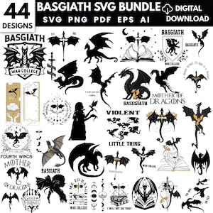 Fjärde flygeln svg-paket: Basgiath War College, Dragon Rider Clipart (digital nedladdning)