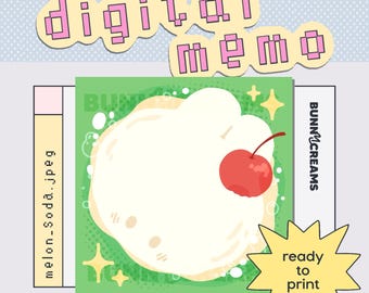 Notas digitales de Melon Soda / Blocs de notas listos para imprimir (descarga digital)