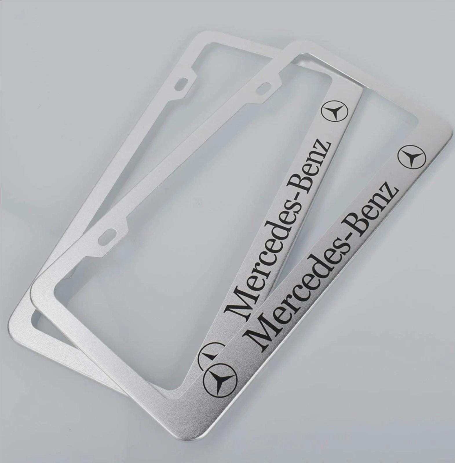 Carbon Fiber Style Stainless Steel License Plate Frame – Mercedes-Benz Logo – 1SS-MBO-CF002S