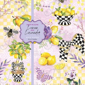 Rice Paper Lemons Lavender Whimsy Printable DIY A4 Lemon Butterfly Bee