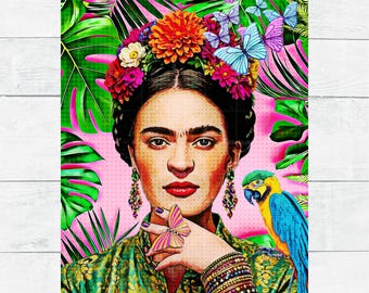 Rice Paper Frida Mexico Parrot Art Icon Tropical Pop Art Whimsy Decoupage A4