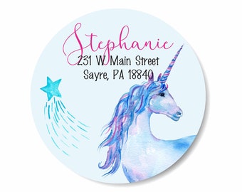 Unicorn Magic Star Personalized Address Labels Stickers Magical Unicorn
