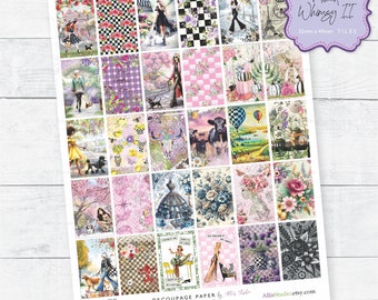 Mixed Whimsy 2 Collage Sheet Key Chain Pendant Jewelry Digital Paper 8.5x11 Printable DIY