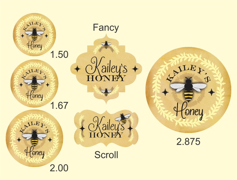 Shabby Chic Bee Personalized Labels Stickers / Wedding Invitation Seals image 2