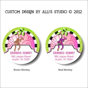 Monkey Personalized Address Labels Stickers / Mod Monkey / | Etsy