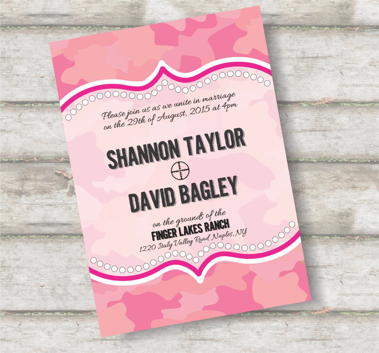 Pink Camo Wedding Invitation Suite 5x7 Invitation RSVP Card Etsy
