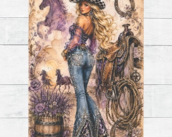 Cowgirl Country Giddy Up Sparkle Sassy Sexy Pin Up Decoupage Digital Download Paper Printable DIY