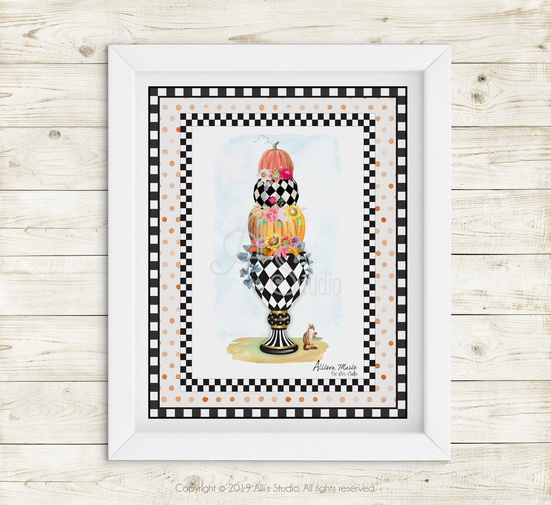Stacked Pumpkins Art Print Fall Autumn Watercolor Pumpkins - Etsy