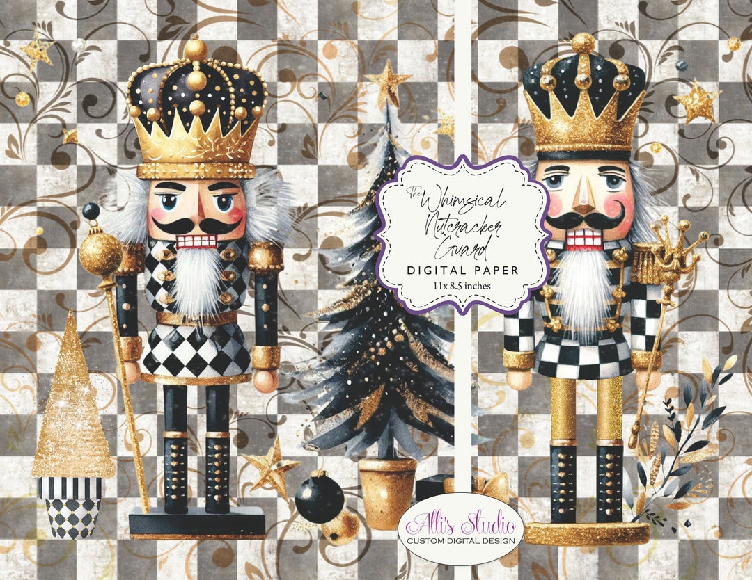 Nutcrackers Whimsical Guard Black and White Christmas Nativity Happy