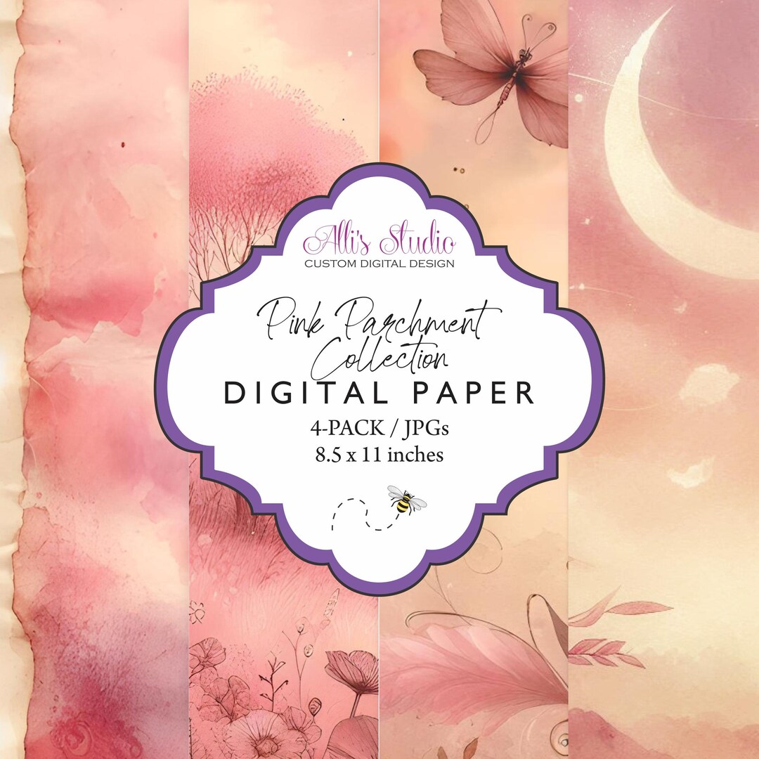 Pink Partchment Pink Parchment Watercolor Digital Papers Dreamy Soft Pink Antique 4 ...