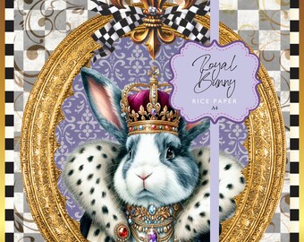 Rice Paper Royal Bunny Spring Easter Rabbit Queen King Tudor A4