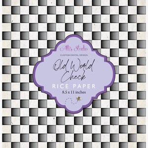 Rice Paper Black and White Check Old World Ephemera DIY Decoupage Paper A4