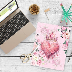 Rice Paper Lacy Heart Crown Pink Lace Roses Sparkle Hearts Love ...