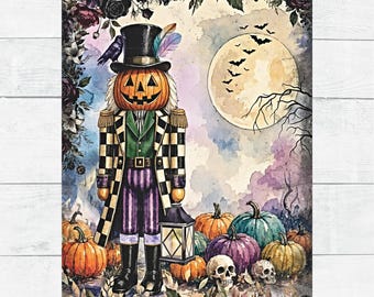 Rice Paper Jack O' Lantern Nutcracker Halloween Gothic Raven Pumpkins Decoupage Ephemera A4