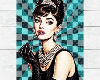 Audrey Icon pin-up decoupage digitale download papier afdrukbaar DIY