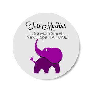 Purple Elephant Personalized Address Labels Stickers