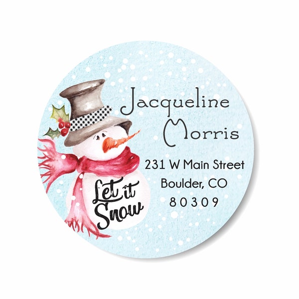 Snowman labels etsy