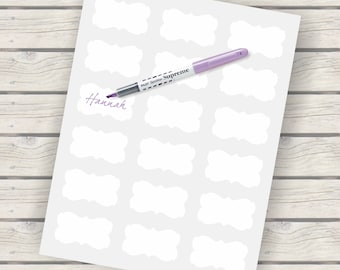 Fancy Scroll / Scalloped Frame White Stickers BLANK Label Sheet