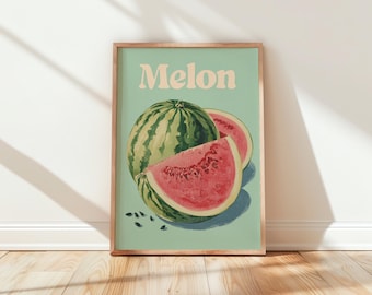 Watermelon Print | Retro Food Poster | Vintage Kitchen Wall Art |  | Summer Decor