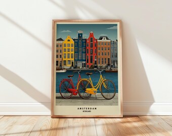 Amsterdam Print | Vintage Travel Poster | Retro City Decor
