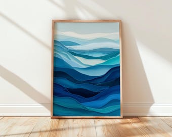 Abstract Ocean Waves Print | Coastal Wall Art | Minimalist Beach Decor
