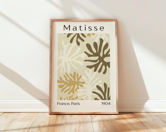 Matisse Inspired Leaf Print, Abstract Wall Art, Neutral Botanical Poster, Minimalist Decor