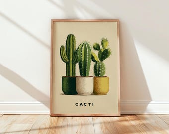 Cacti Print, Botanical Wall Art, Cactus Poster, Plant Lover Gift, Minimalist Art