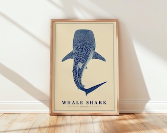 Whale Shark Print, Ocean Wall Art, Marine Life Poster, Coastal Decor, Sea Life Art
