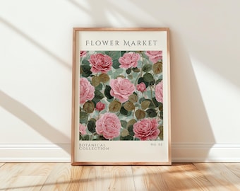 Flower Market Rose Print, Rose Wall Art, Botanical Poster, Floral Wall Decor, Garden Print