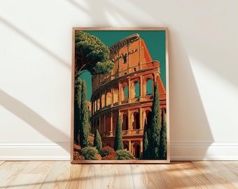 Rome Colosseum Print | Vintage Travel Poster | Italy Wall Art
