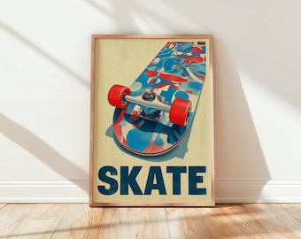 Skateboard Print, Skate Wall Art, Skater Poster, Street Decor