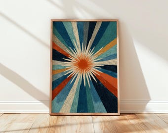Abstract Starburst Print | Retro Sunburst Poster | Mid Century Modern Wall Art