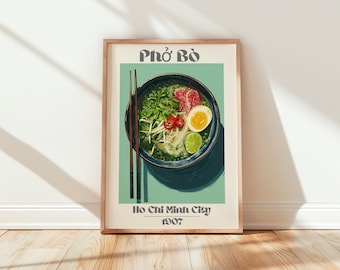 Pho Print, Vietnamese Food Wall Art, Kitchen Poster, Asian Food Print