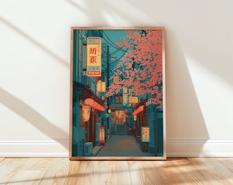 Tokyo Print | Japanese Street Wall Art | Vintage Travel Poster | Asian City Decor