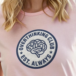 Overthinking Club PNG | Retro Brain Faux Chenille Embroidery (Digital Download)