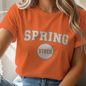 Spring Vibes PNG | Gold Glitter Varsity Design (Digital Download)