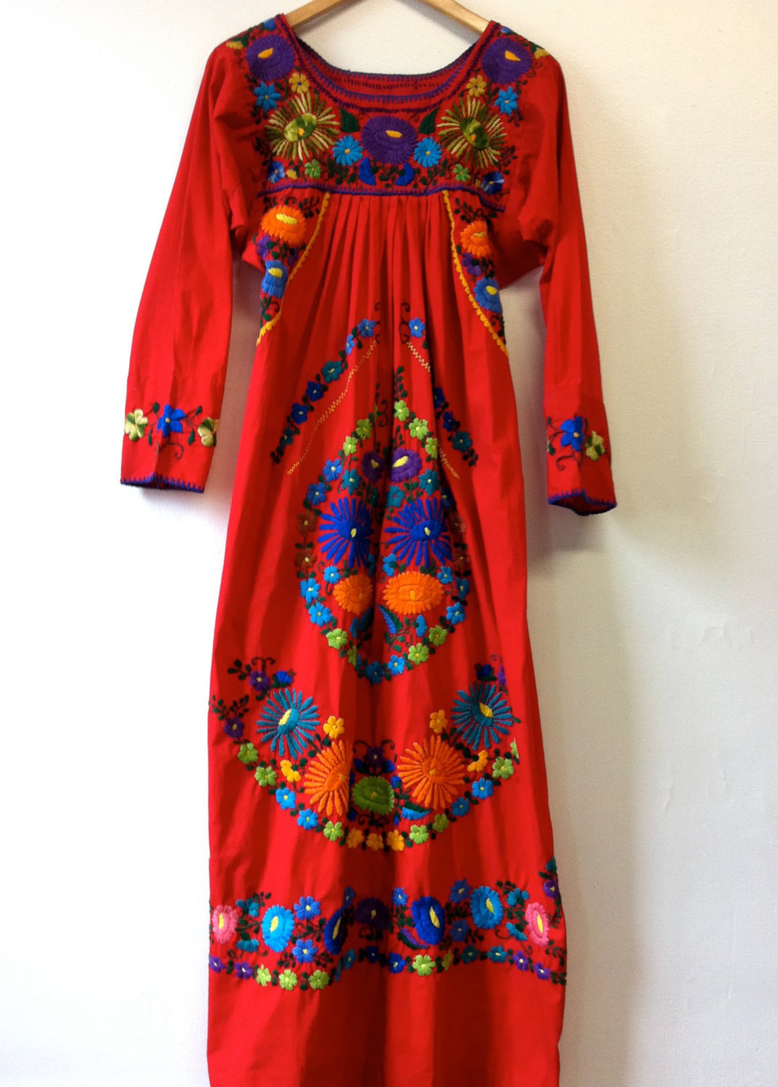 black embroidered mexican dress