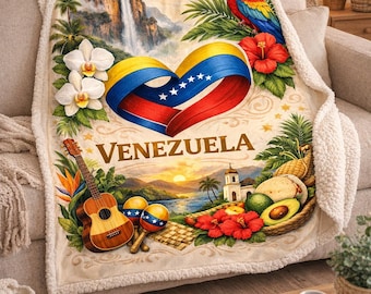 Venezuela Theme Throw Blanket Venezuelan Flag Cozy Blanket Cultural Home Decor Gift Idea for Venezuelan Pride