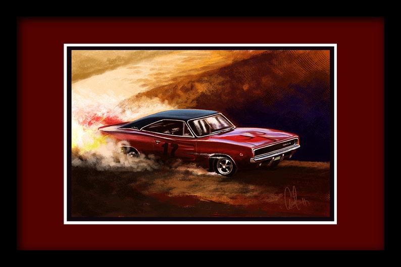 1968 Charger Automotive Art Muscle Car 8x12 Metallic Print image 2