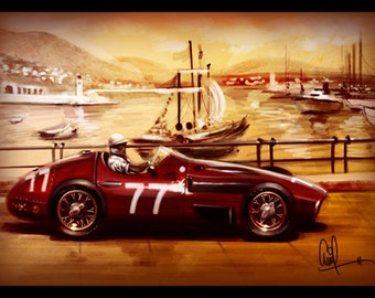 1957 Maserati Vintage Grand Prix Car Monaco Race Track 12X18 Metallic Print