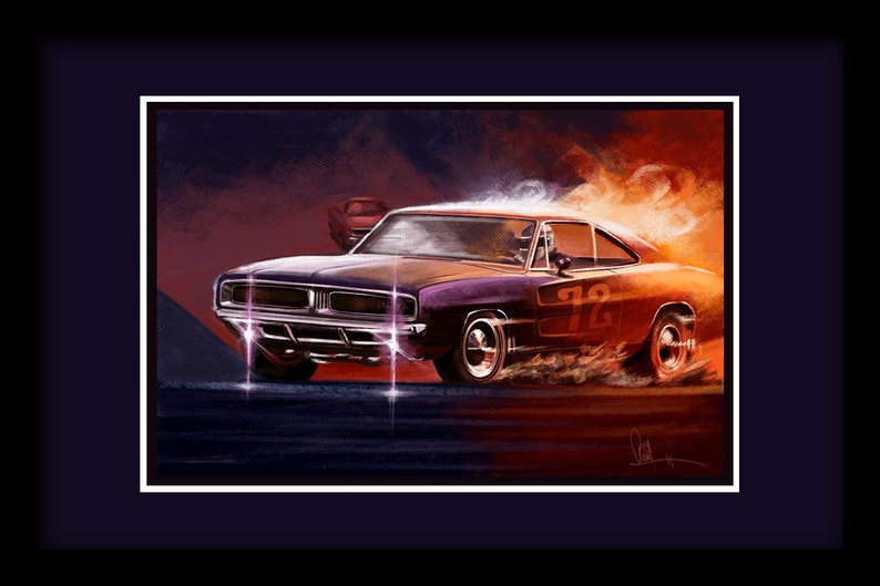 Automotive Art Muscle Car 1969 Charger 12x18 Metallic Print image 2