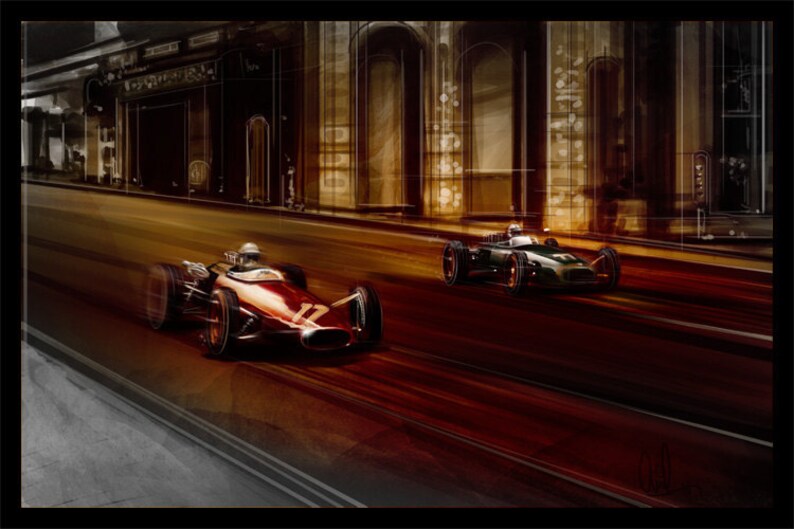 Automotive Art Grand Prix Monaco 16x24 Metallic Print image 1