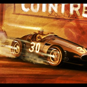 Vintage Grand Prix Automotive Art 16x24 Metallic Print image 1