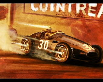 Vintage Grand Prix Automotive Art 16x24 Metallic Print