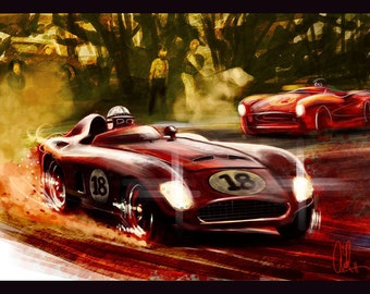 Automotive Art Vintage Grand Prix 12x18 Metallic Print