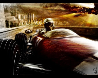 Automotive Art Monaco Grand Prix 12x18 Metallic Print