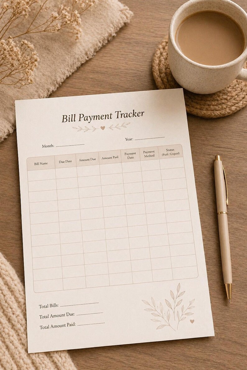 Bill Payment Tracker Printable | Monthly Bill Organizer | Budget ...