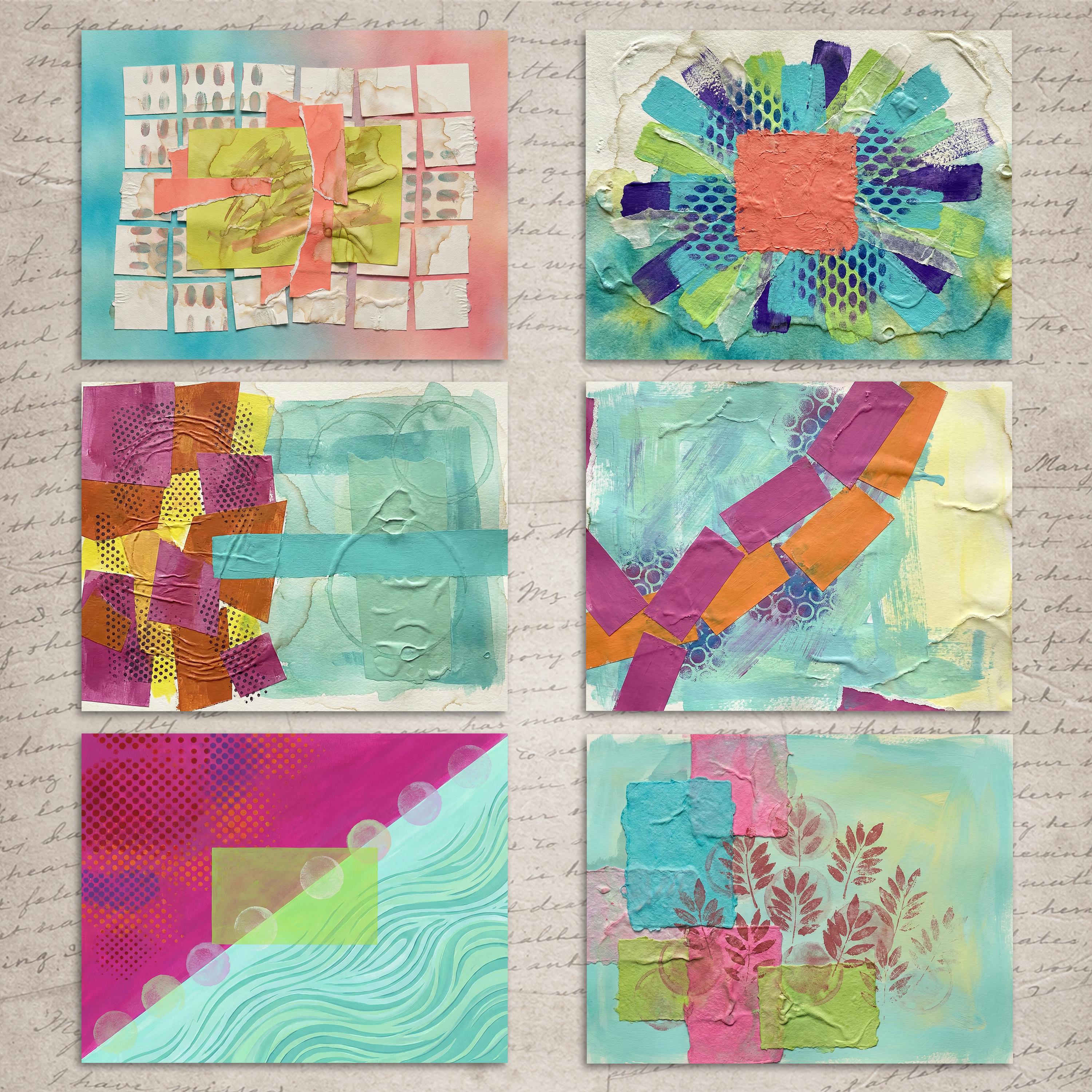 Color Pop Geometric Collage Paper Kit Printable 36 Bright Neon Abstract ...