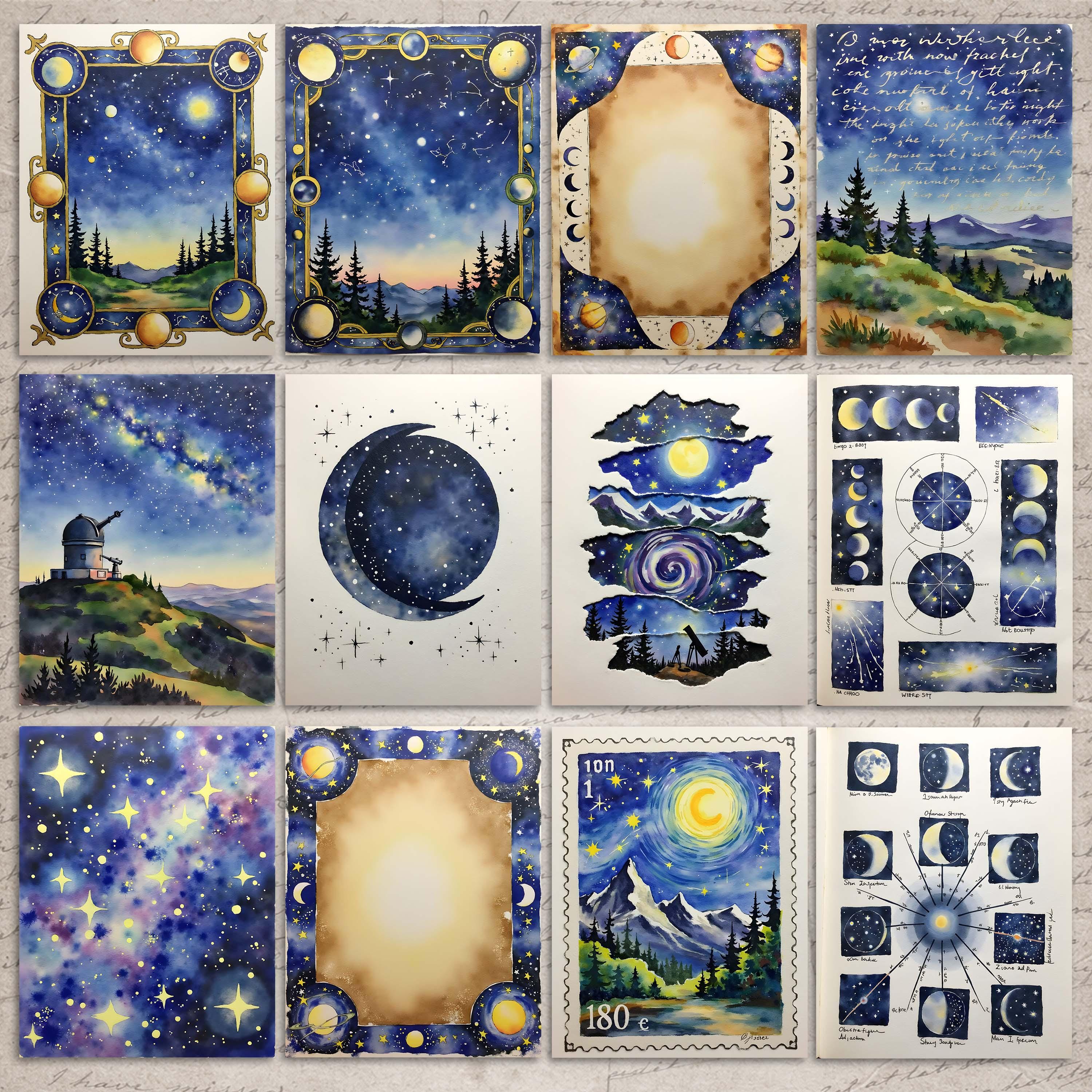 Celestial Hour Galaxy Junk Journal Kit Starry Night Sky Printable Paper ...